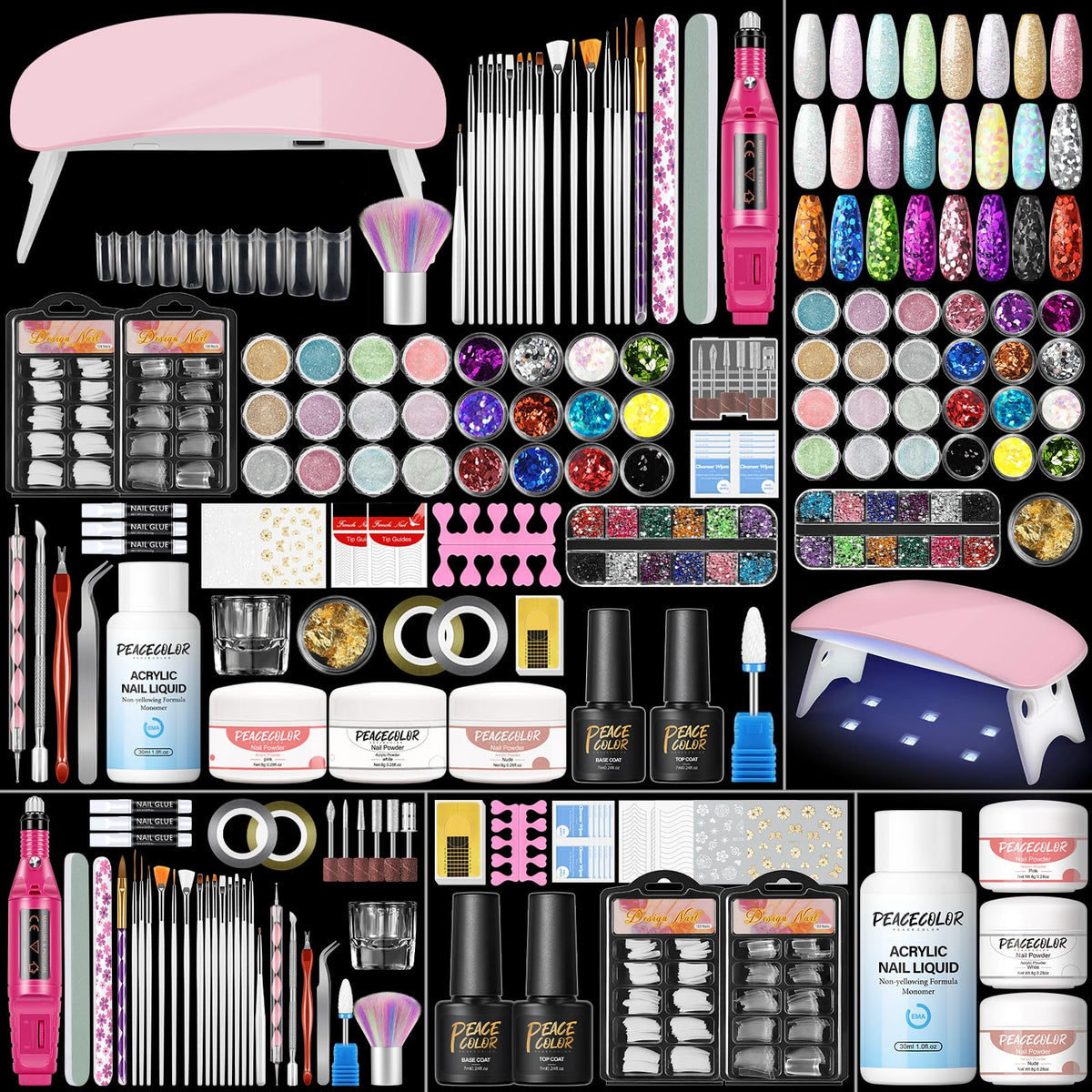 Kit PEACECOLOR pour manucure acrylique prêt à utiliser à domicile