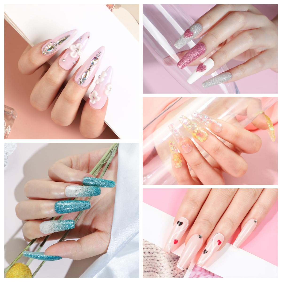 Peacecolor poudre acrylique rose: extensions et détails en 3D possibles.
