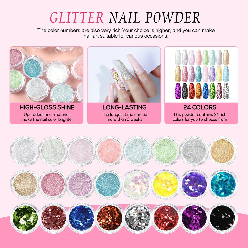 Poudres acryliques PEACECOLOR en trois couleurs pour extensions