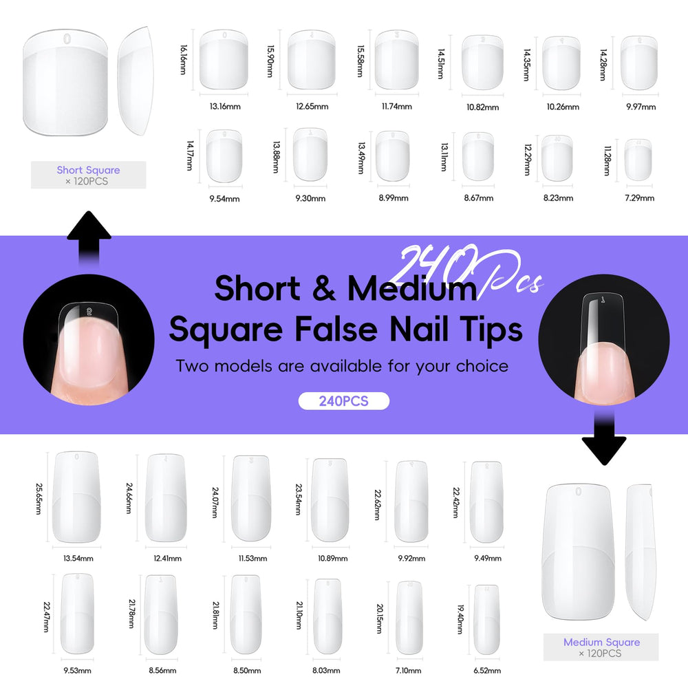PEACECOLOR tips ongles carres short/medium pour finition naturelle.