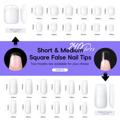 PEACECOLOR tips ongles carres short/medium pour finition naturelle.