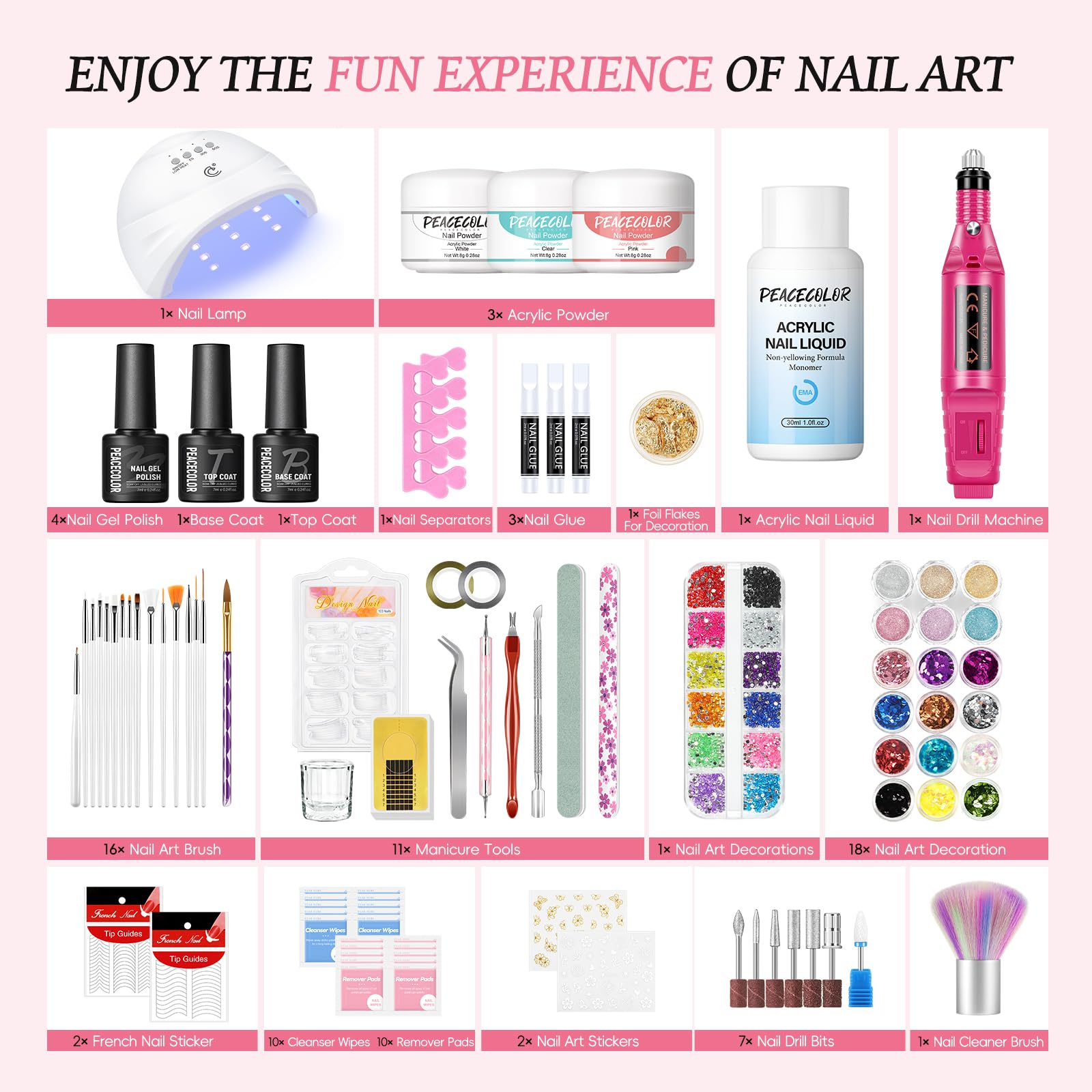 Peacecolor extensions-faux-ongles 100 pièces: démarrage rapide à la maison.