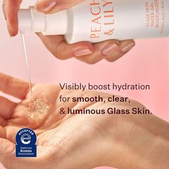 Peach & Lily camomille-extrait sur fond doux, texture apaisante et hydratante.