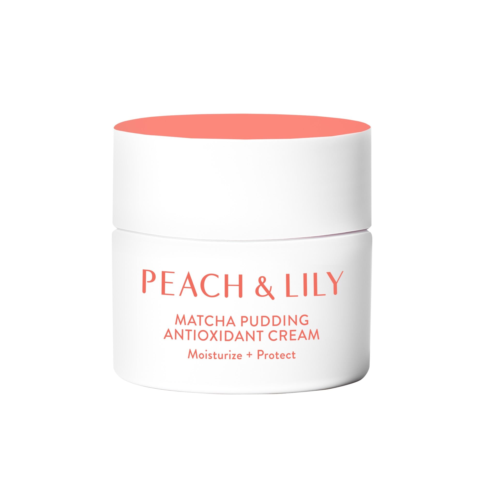 Crème visage Peach & Lily Matcha Pudding en bouteille, hydratation légère et antioxydante.
