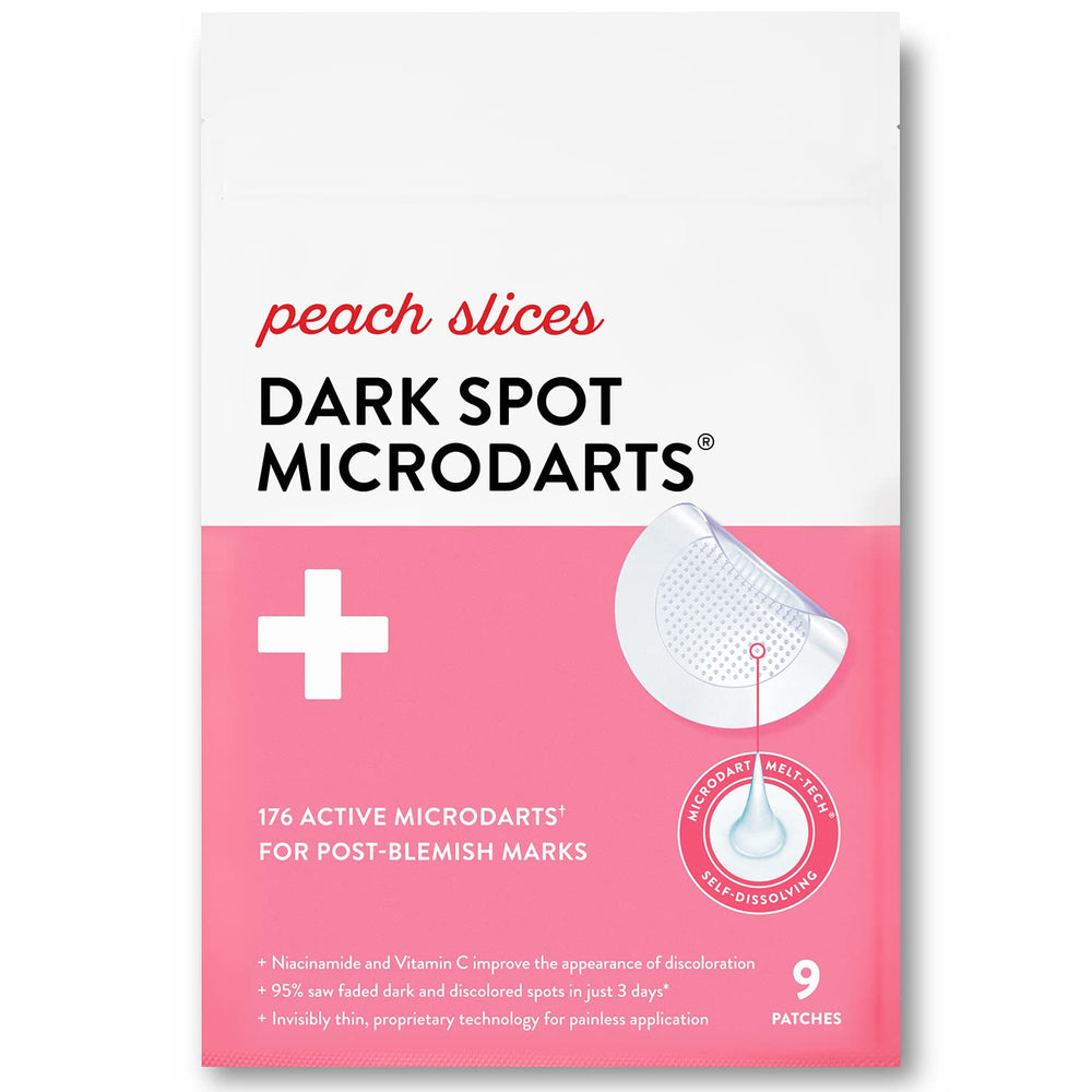 Peach Slices microdarts Melt-Tech appliqués sur peau ciblant les taches