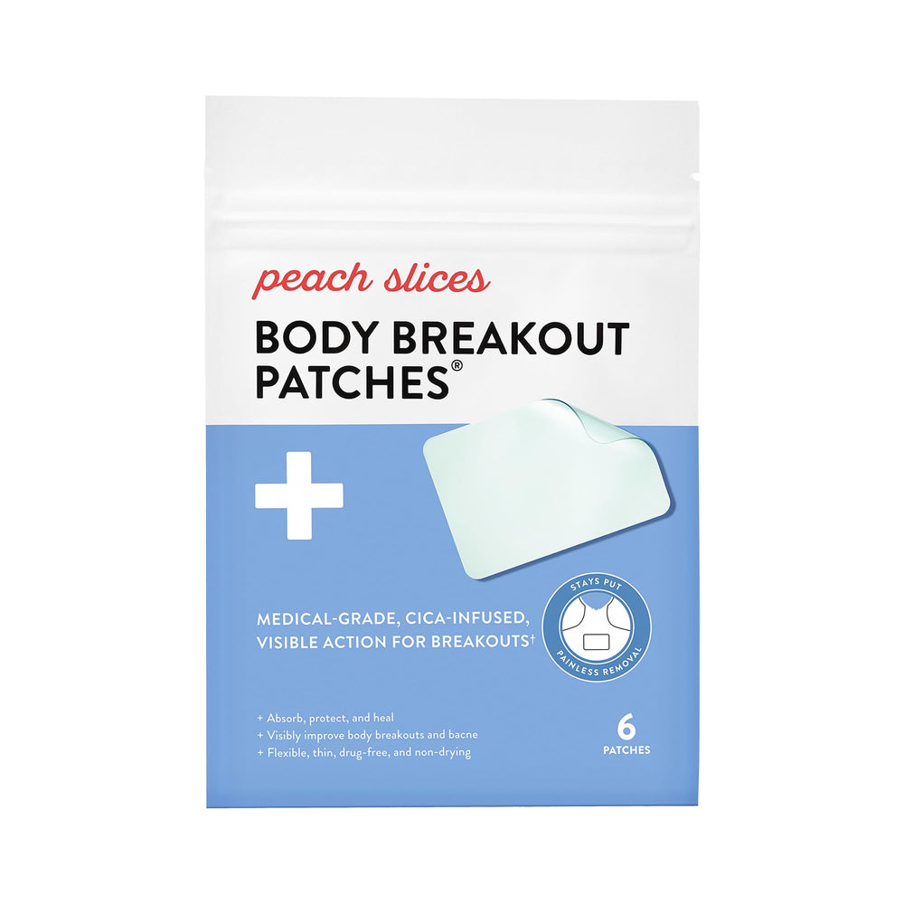 Patch hydrocolloïde Peach Slices grand format sur zone corporelle, absorption efficace.