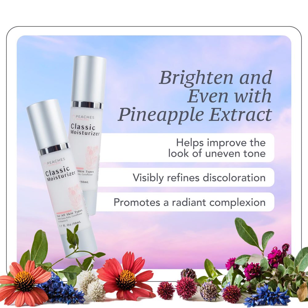 Peaches Skincare : format voyage pratique pour soins quotidiens.