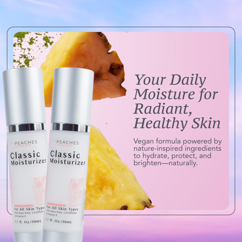 Peaches Skincare : emballage élégant et routine beauté simple.