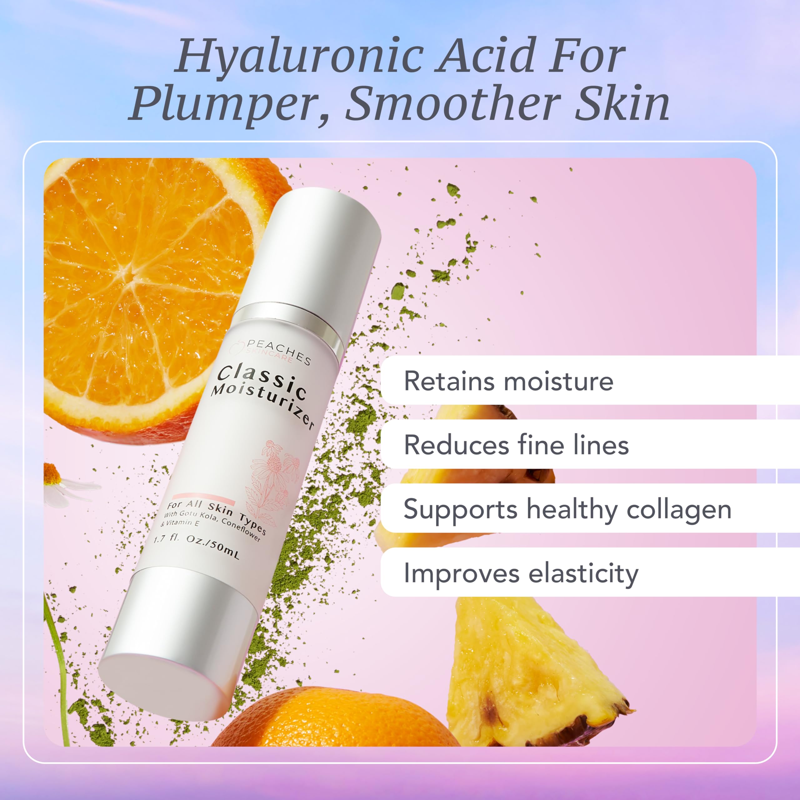 Peaches Skincare : vitamine E naturelle pour nourrir et protéger.