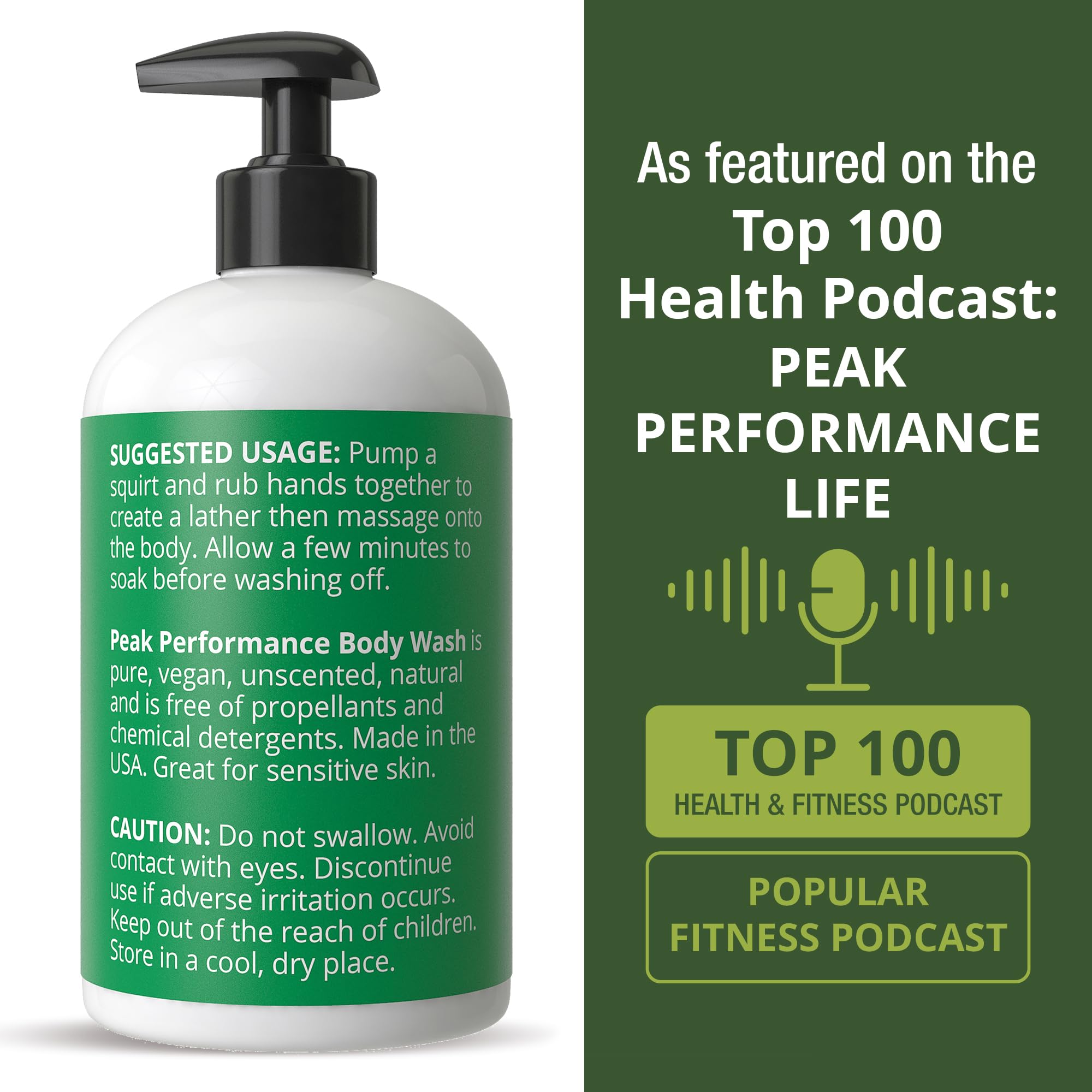 Peak Performance Formule vegan sans allergènes courants pour peau sensible.