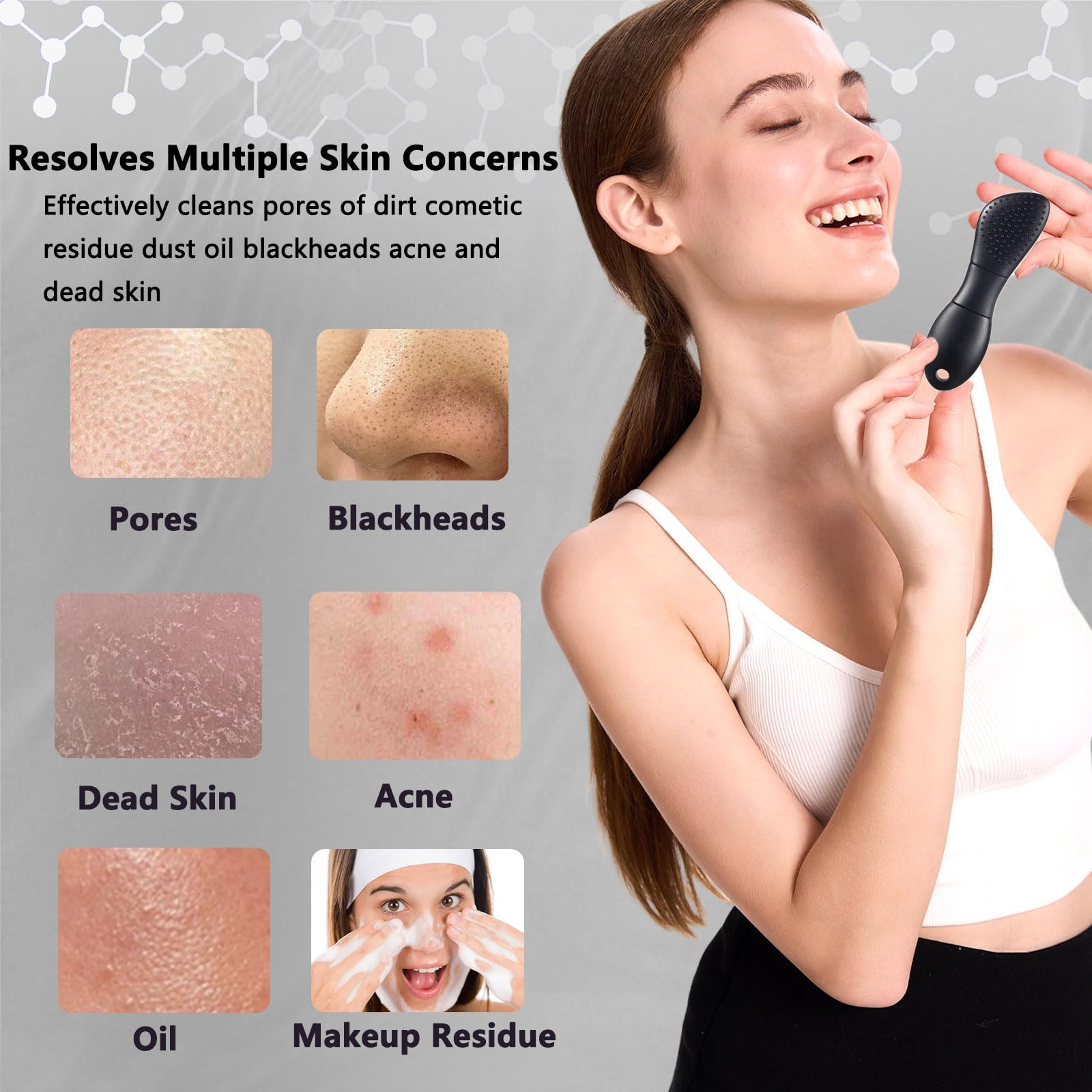PeaKalo brosse nettoyante visage silicone, élimine saletés et résidus efficacement.