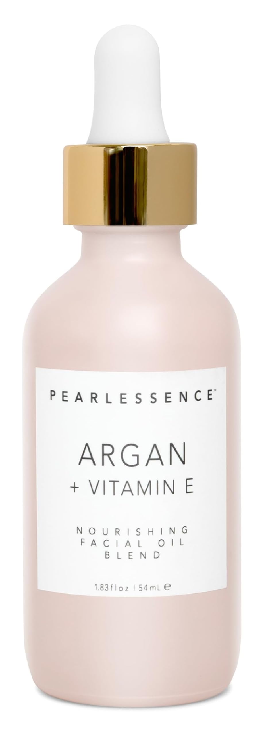 Pearlessence Argan et Vitamine E — bouteille d'huile visage offrant hydratation quotidienne.