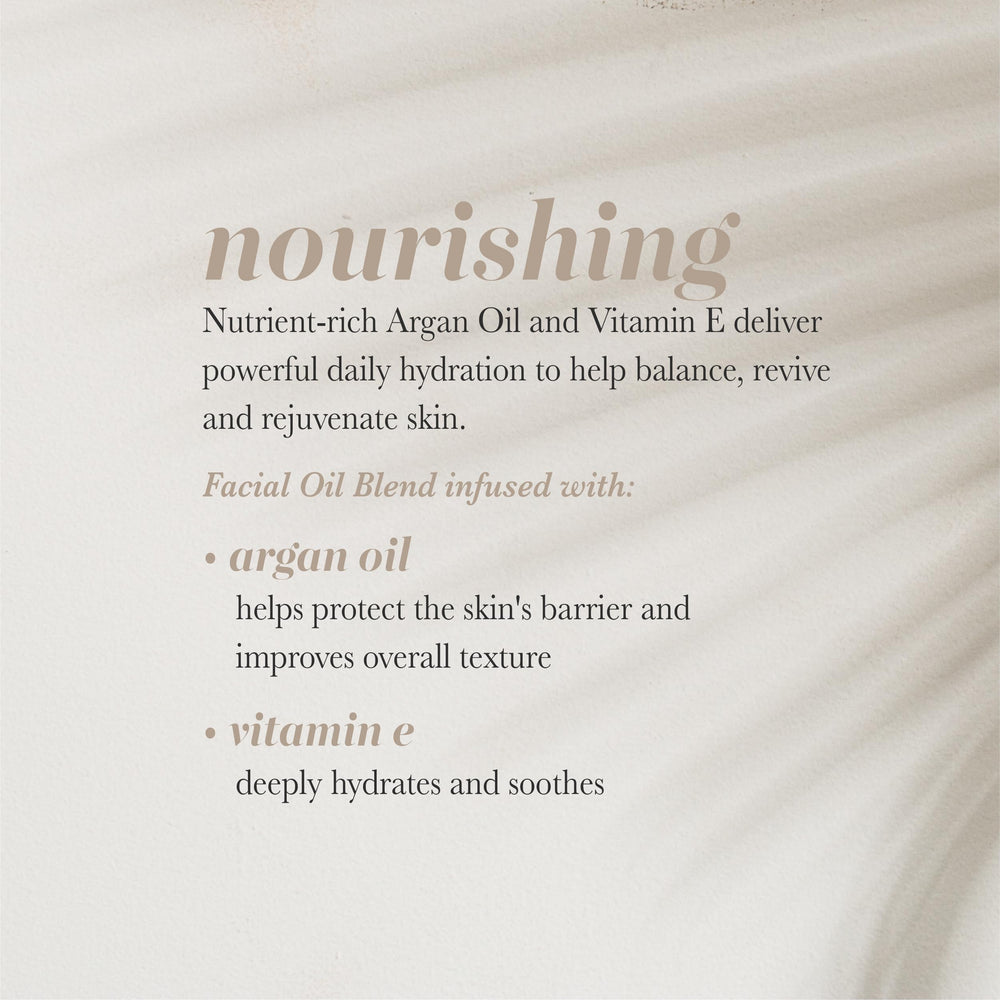 Pearlessence Argan et Vitamine E — gouttes d'huile révélant une texture légère et nourrissante.