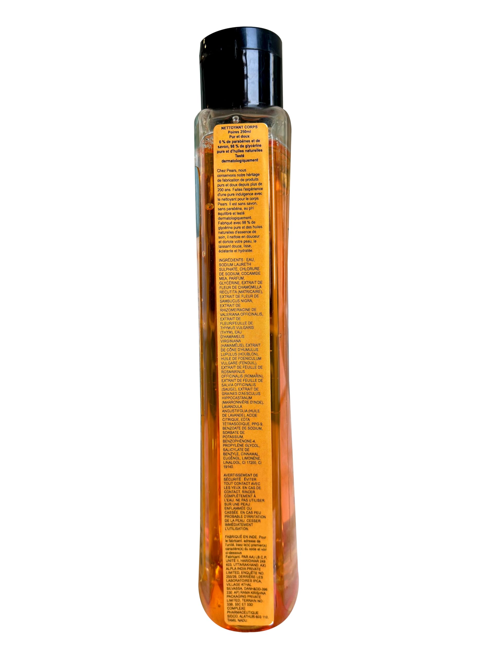 Pears glycérine 98% pour une hydratation durable sur la peau.