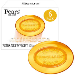 Pears savon barre ambré translucide, hydratation durable pour peau douce.