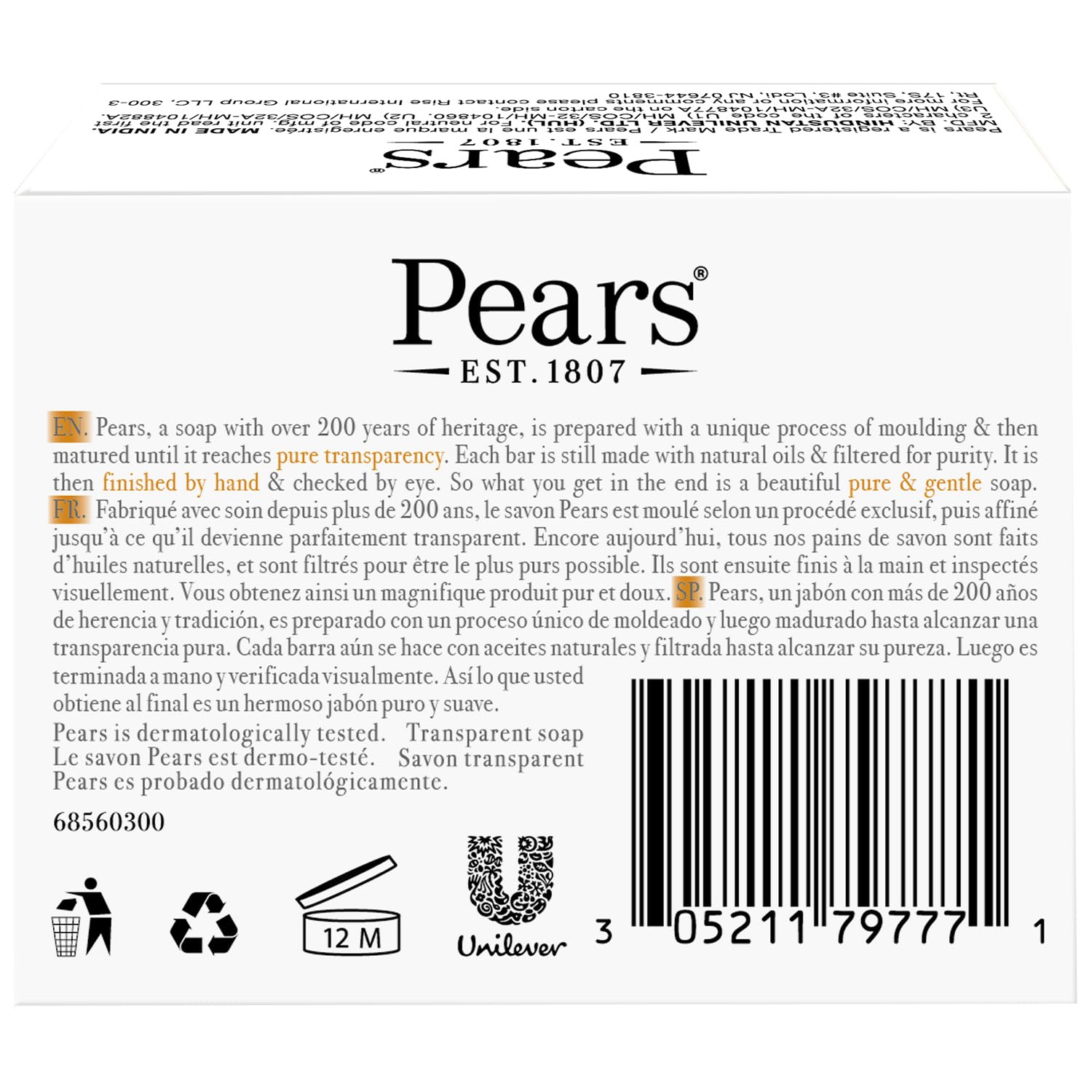 Pears Savon mousse douce, texture légère pour la peau.