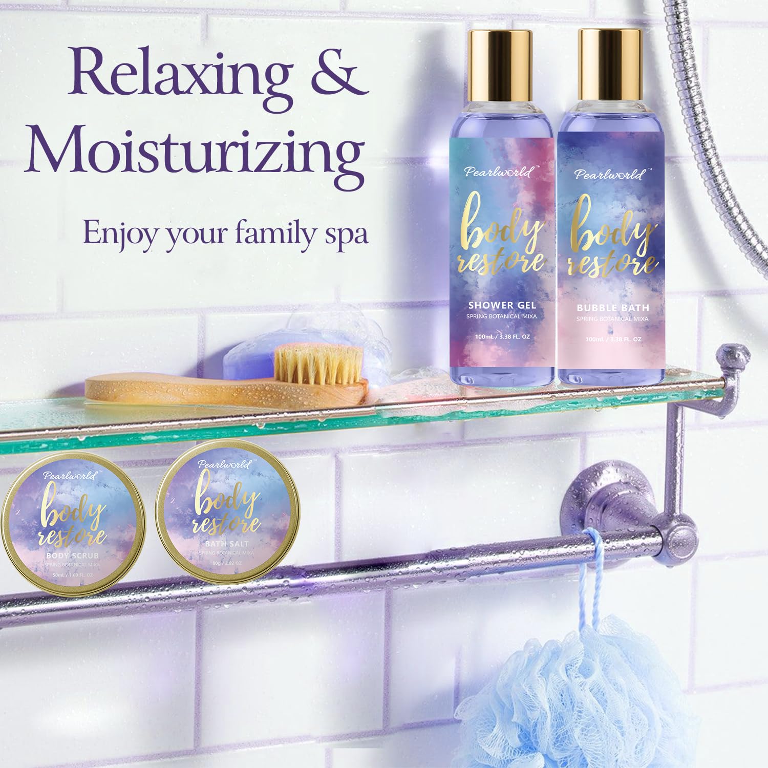 Gommage corps PearlWorld exfolie en douceur et laisse la peau lisse.