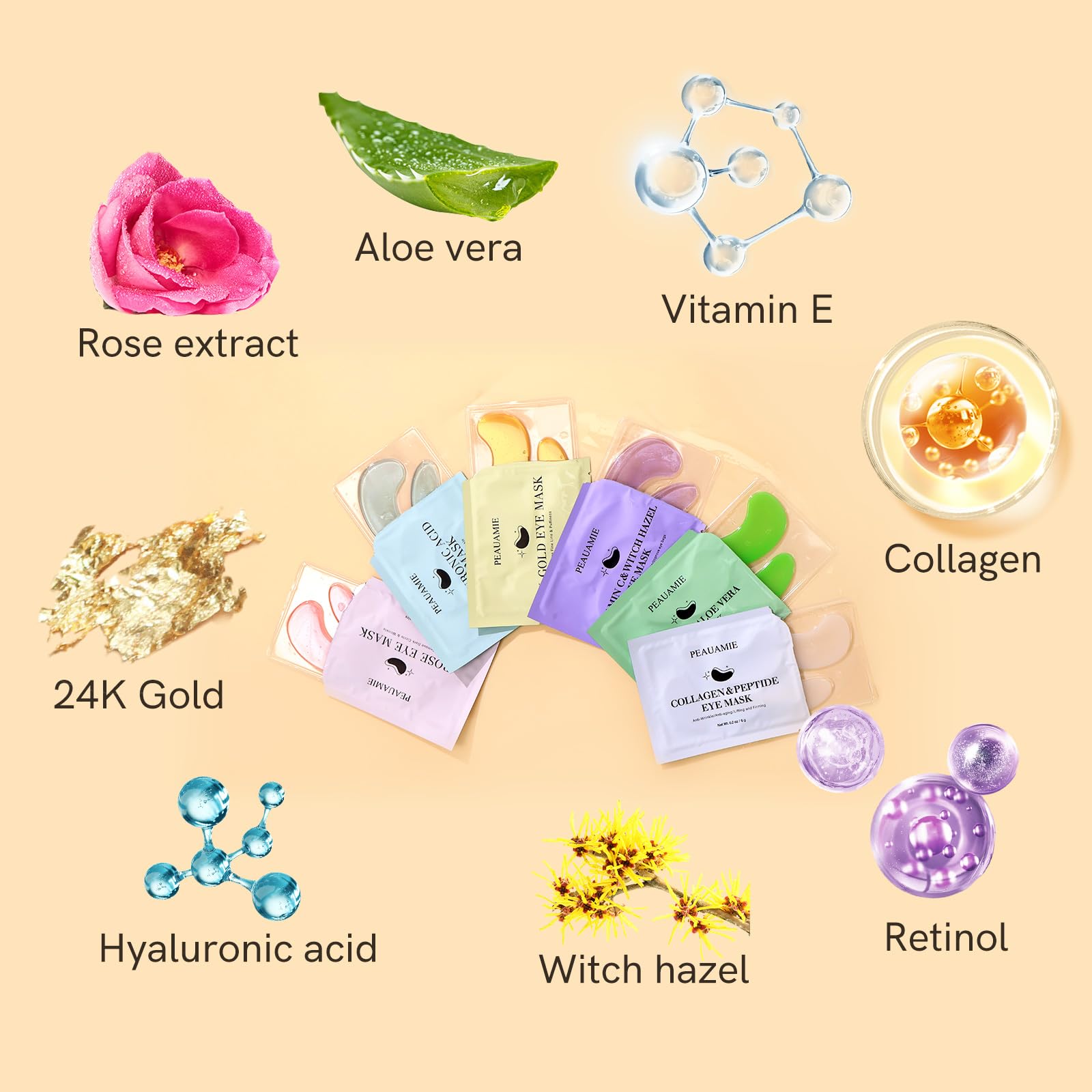 PEAUAMIE patchs yeux rose pour revitalisation douce