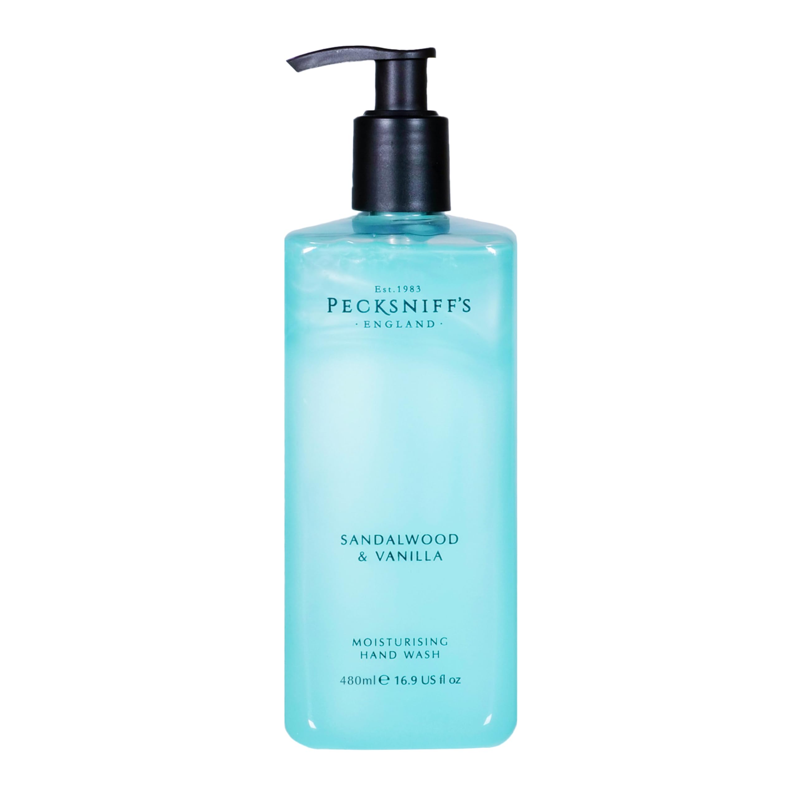 Pecksniff's Lavage Mains Santal-Vanille : bouteille élégante prête pour votre routine hydratante.