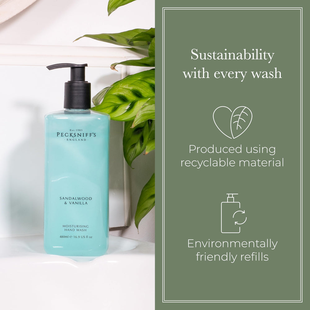 Pecksniff's Lavage Mains Santal-Vanille: formulation hydratante pour nourrir entre chaque lavage.