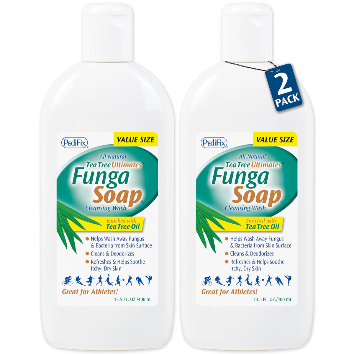 Pedifix FungaSoap bouteille lavage ensemble pack2 nettoie efficacement la peau