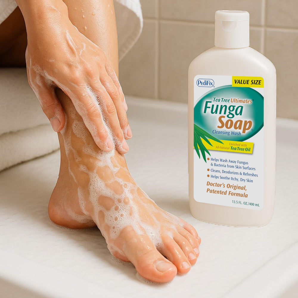 Pedifix FungaSoap – huile essentielle d'arbre à thé pour une propreté naturelle.