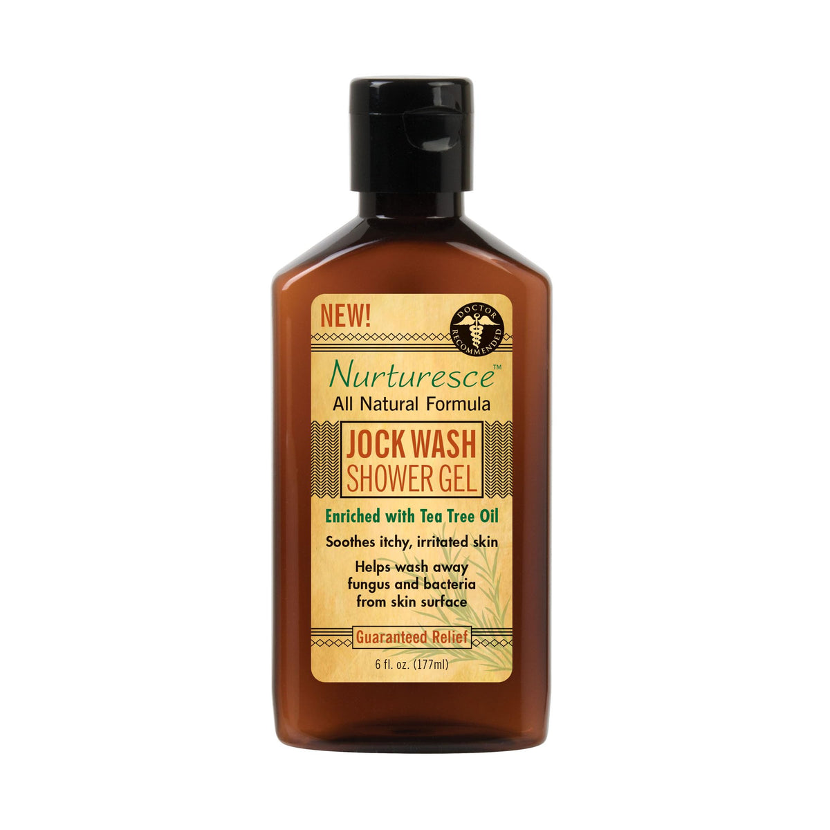 Pedifix Nurturesce gel douche arbre à thé, bouteille rafraîchissante après la douche.