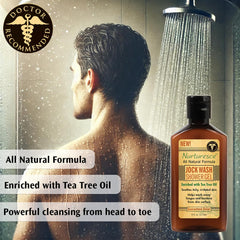 Pedifix Nurturesce gel douche arbre à thé, texture naturelle pour hydratation légère.