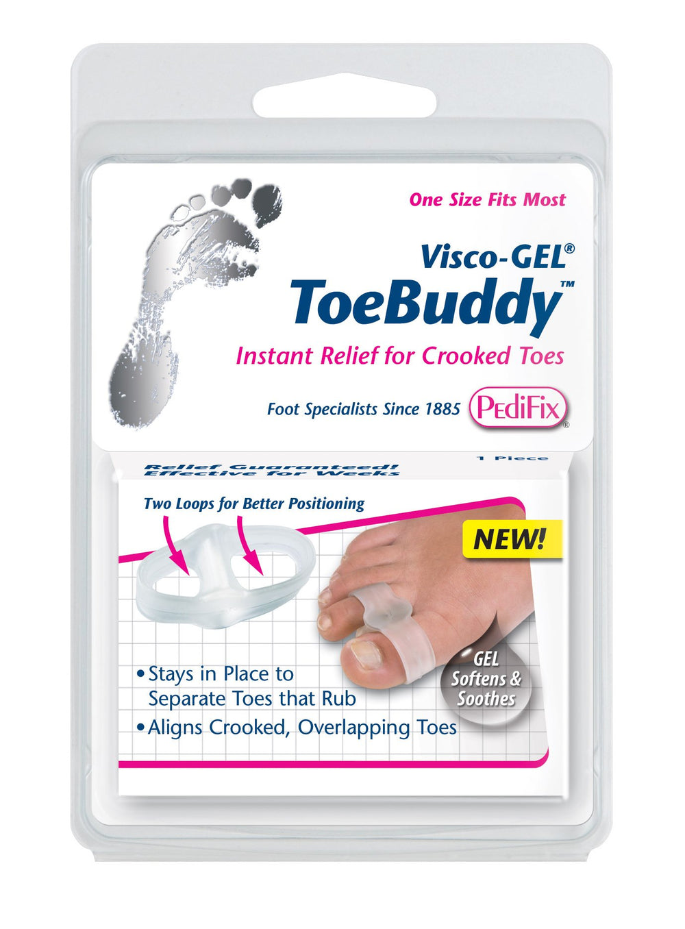 Pedifix Visco-GEL ToeBuddy prise en main confortable pour aligner les orteils.