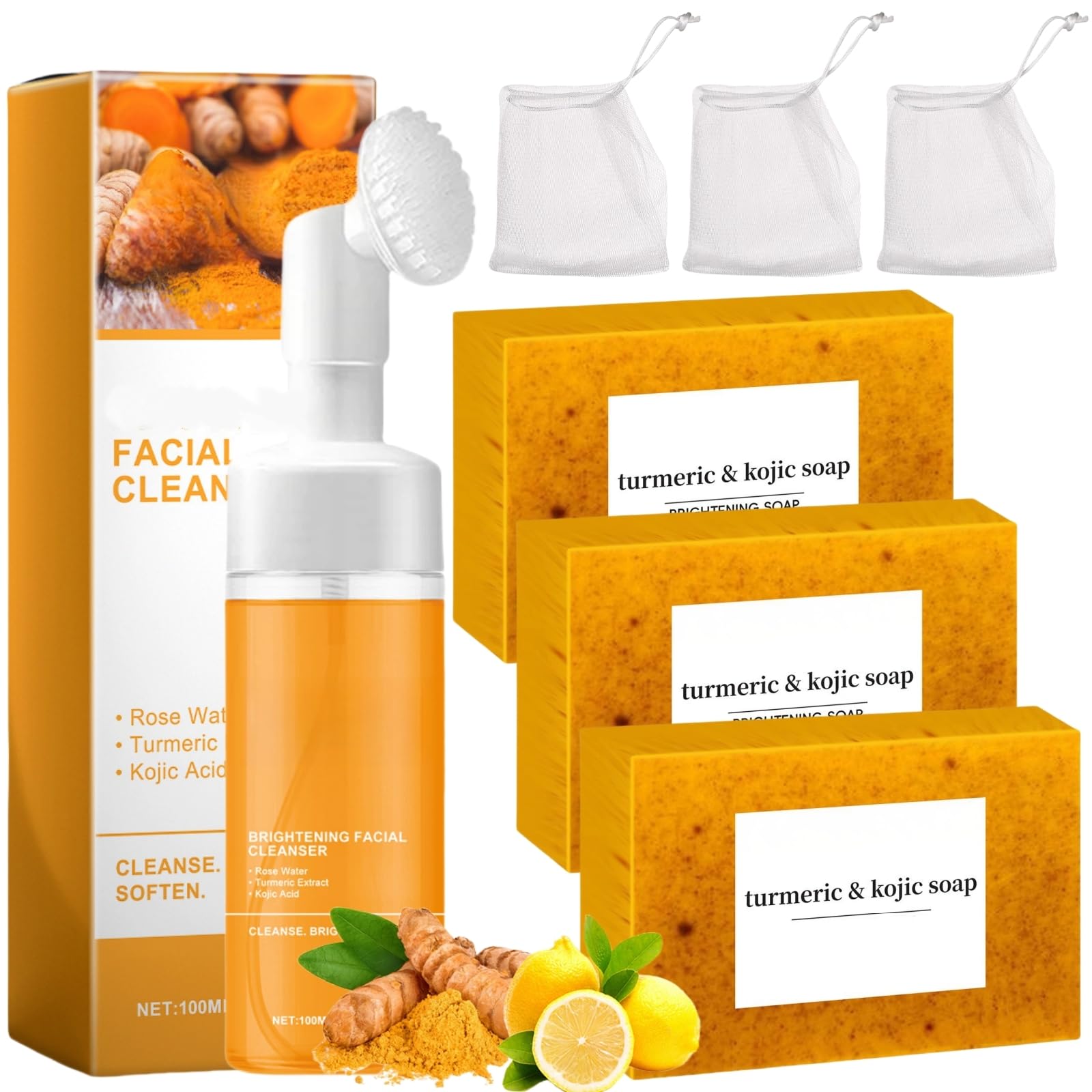 Peehss Nettoyant Curcuma avec Brosse : nettoyage en profondeur en douceur.