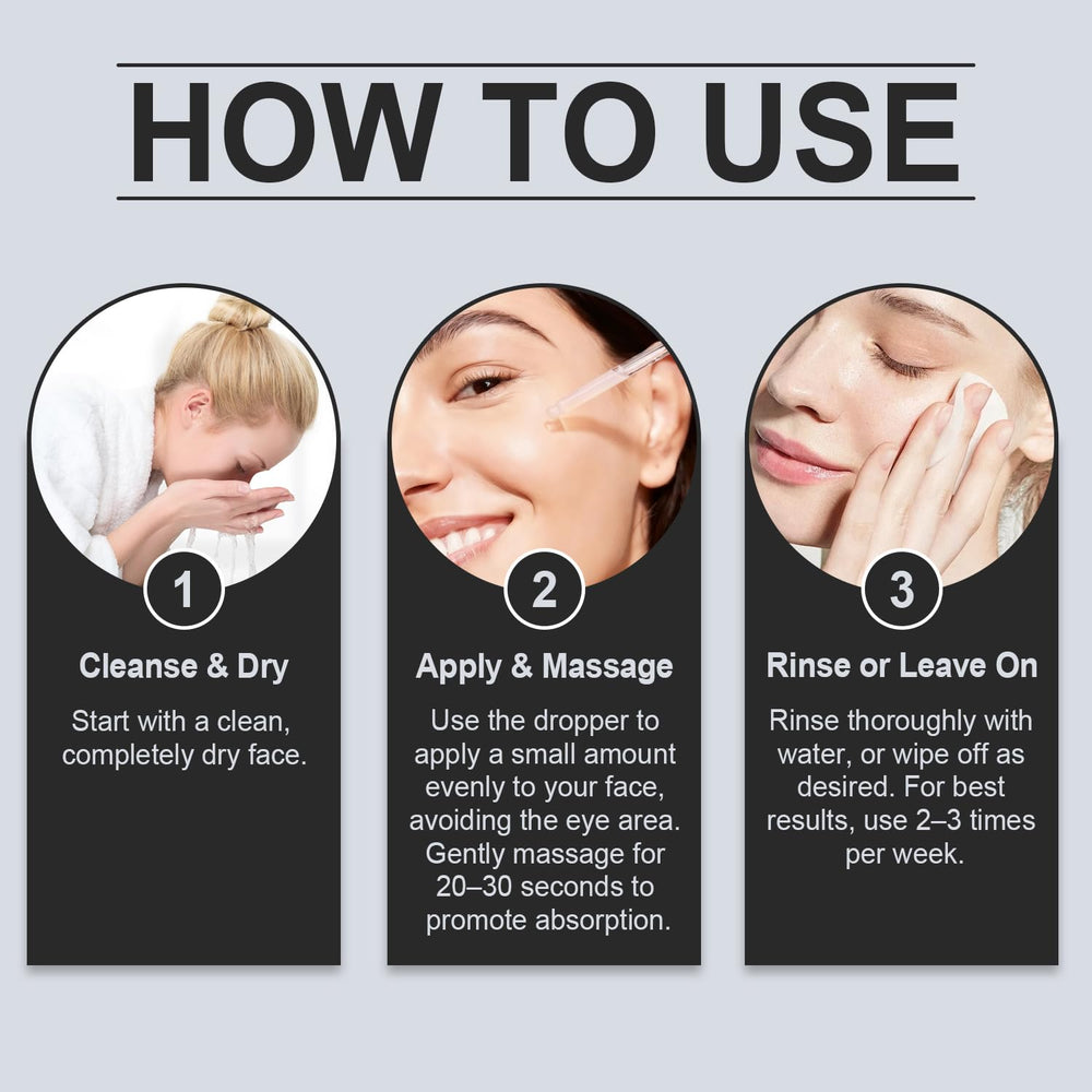 Peel Shot Glow : application douce, massage en cercles pour peau lumineuse.