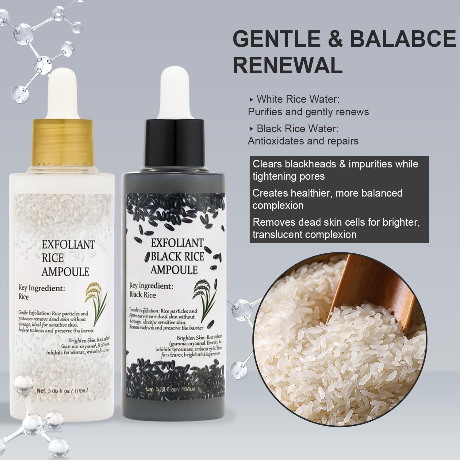Peel Shot Glow : bouteille riz noir, clarifie la peau et réduit les pores.