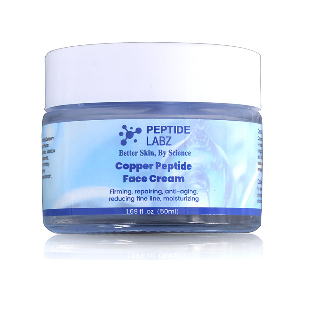 PeptideLabz crème-visage cuivre-tripeptide-1-bouteille, soin hydratant et raffermissant.
