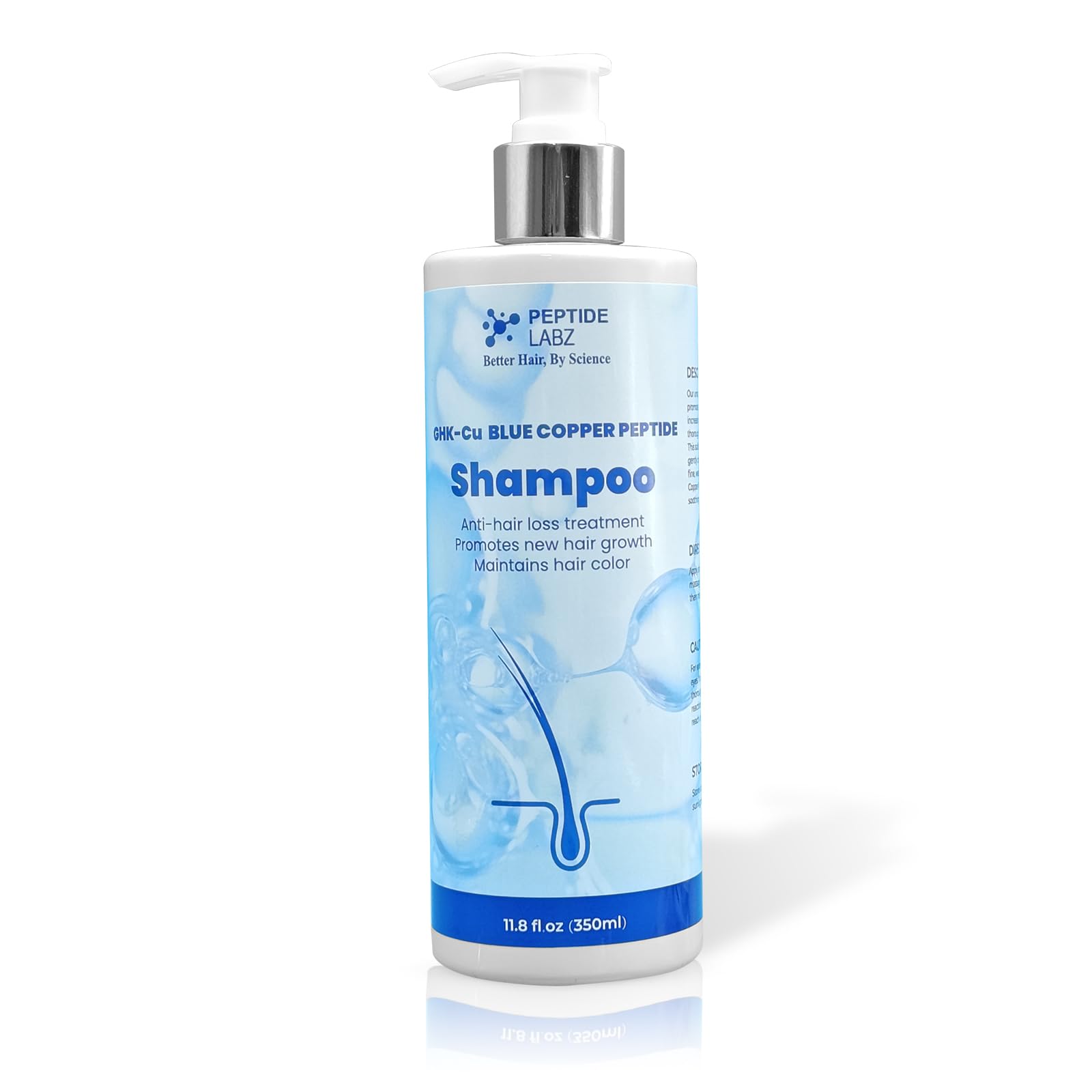 PeptideLabz Shampoing Cuivre — bouteille visible et soutien potentiel à la croissance capillaire
