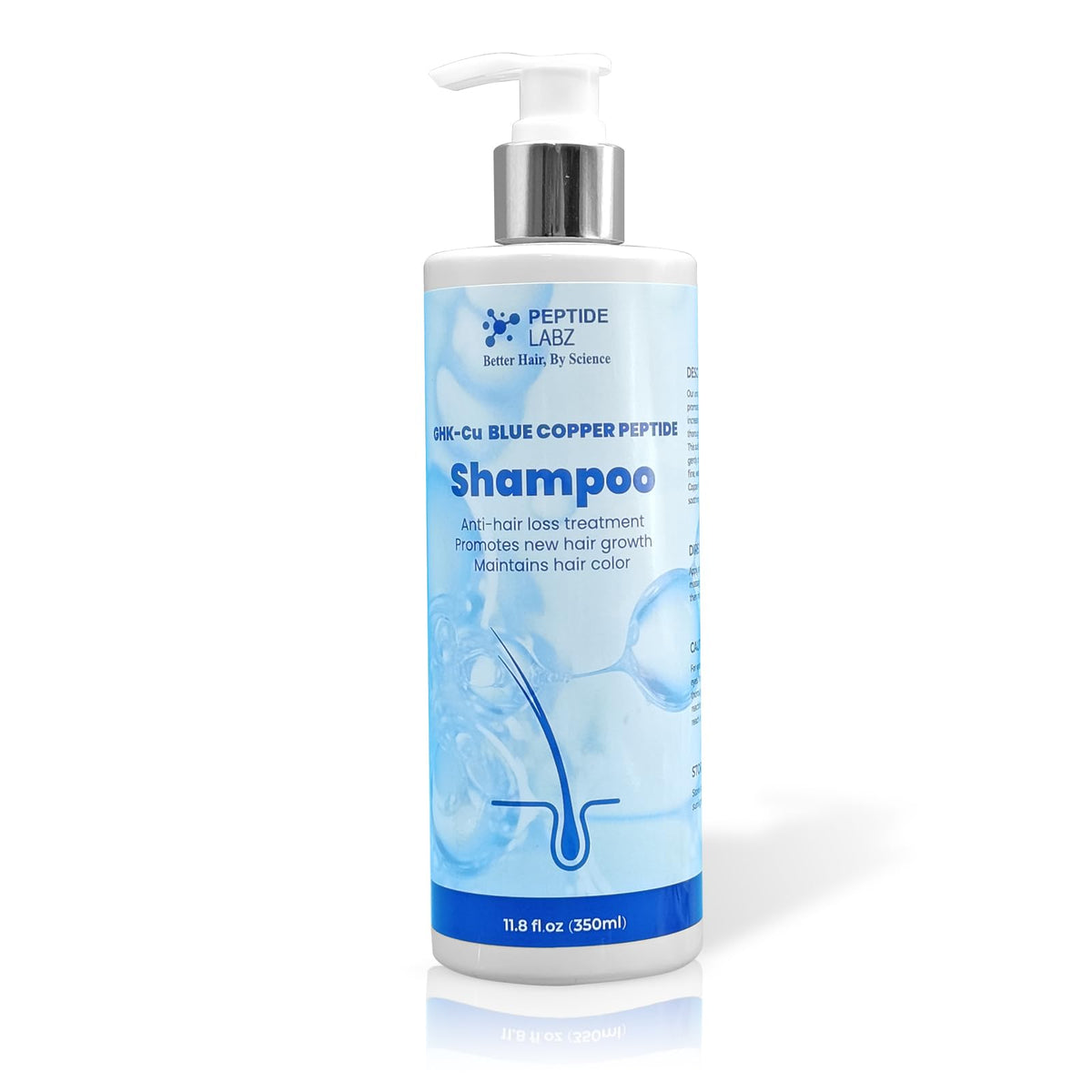 PeptideLabz Shampoing Cuivre — bouteille visible et soutien potentiel à la croissance capillaire