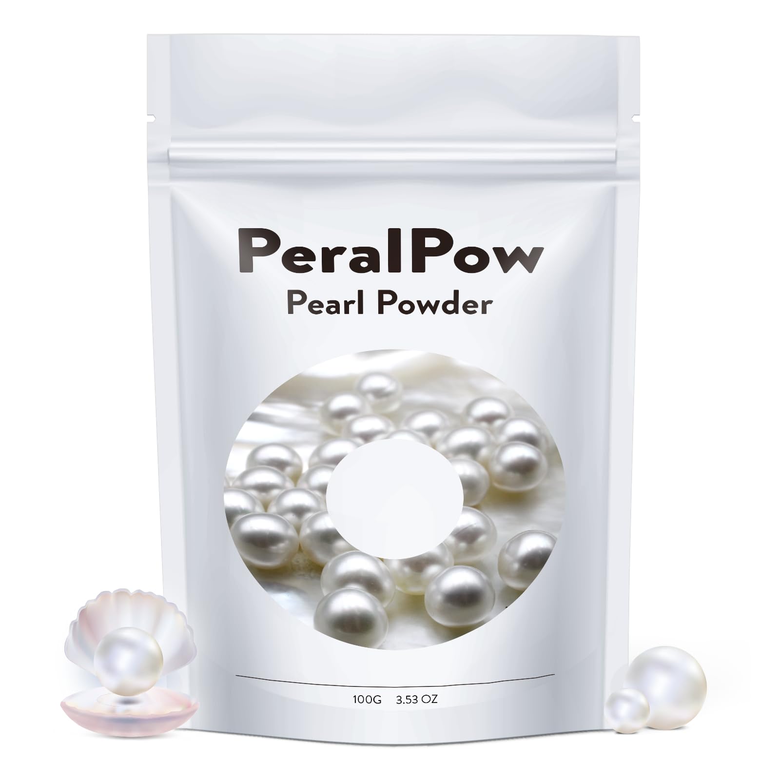 Peralpow Poudre de perles en bouteille pour un éclat naturel.