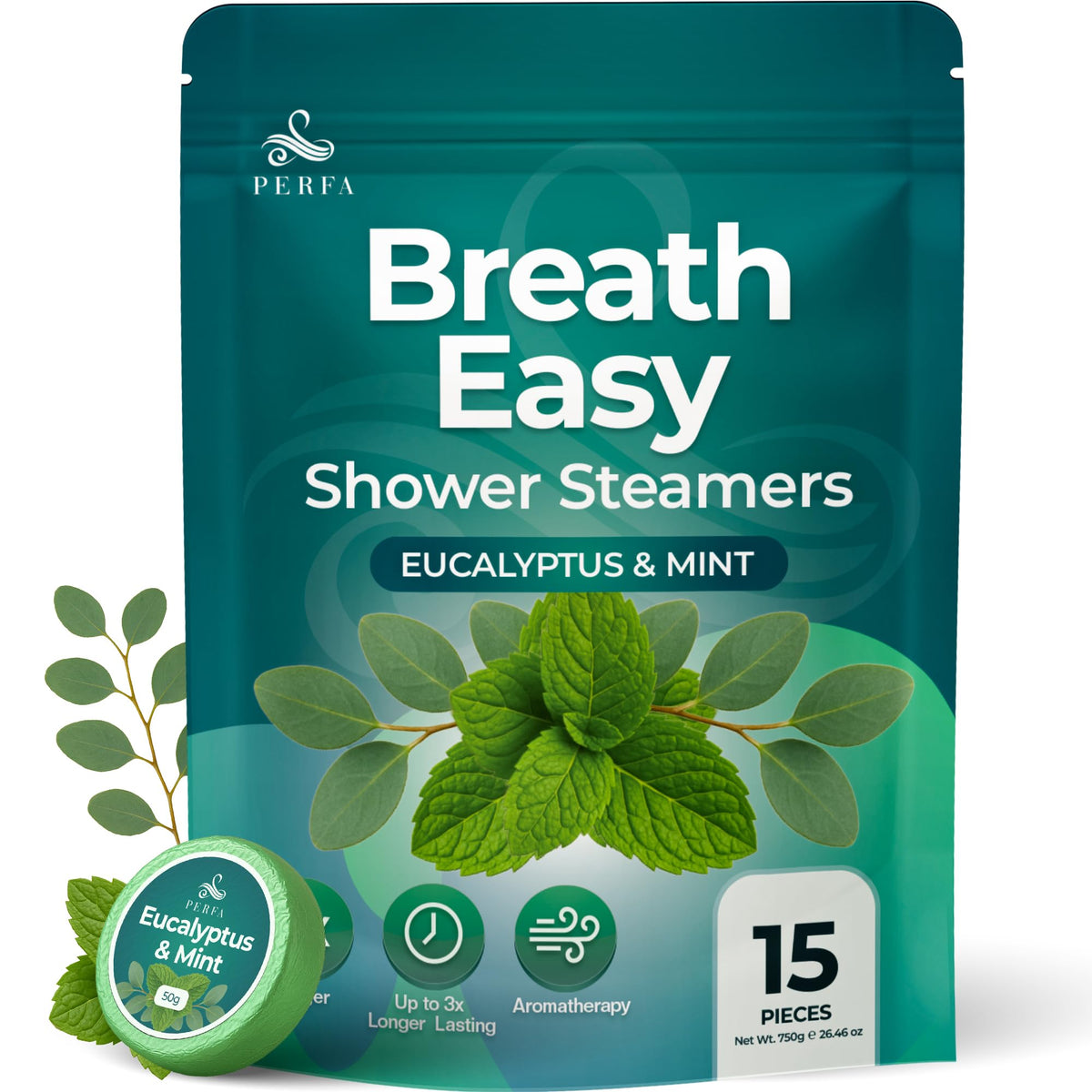 Perfa bombes douche eucalyptus tablette épaisse prête pour une séance aromathérapeutique revitalisante