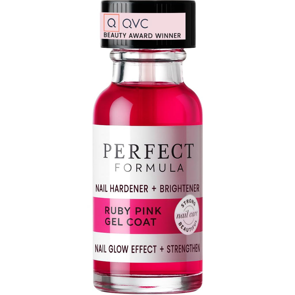 Bouteille Perfect Formula Ruby Pink Gel Coat affichant l’effet rubis rosé qui renforce les ongles.