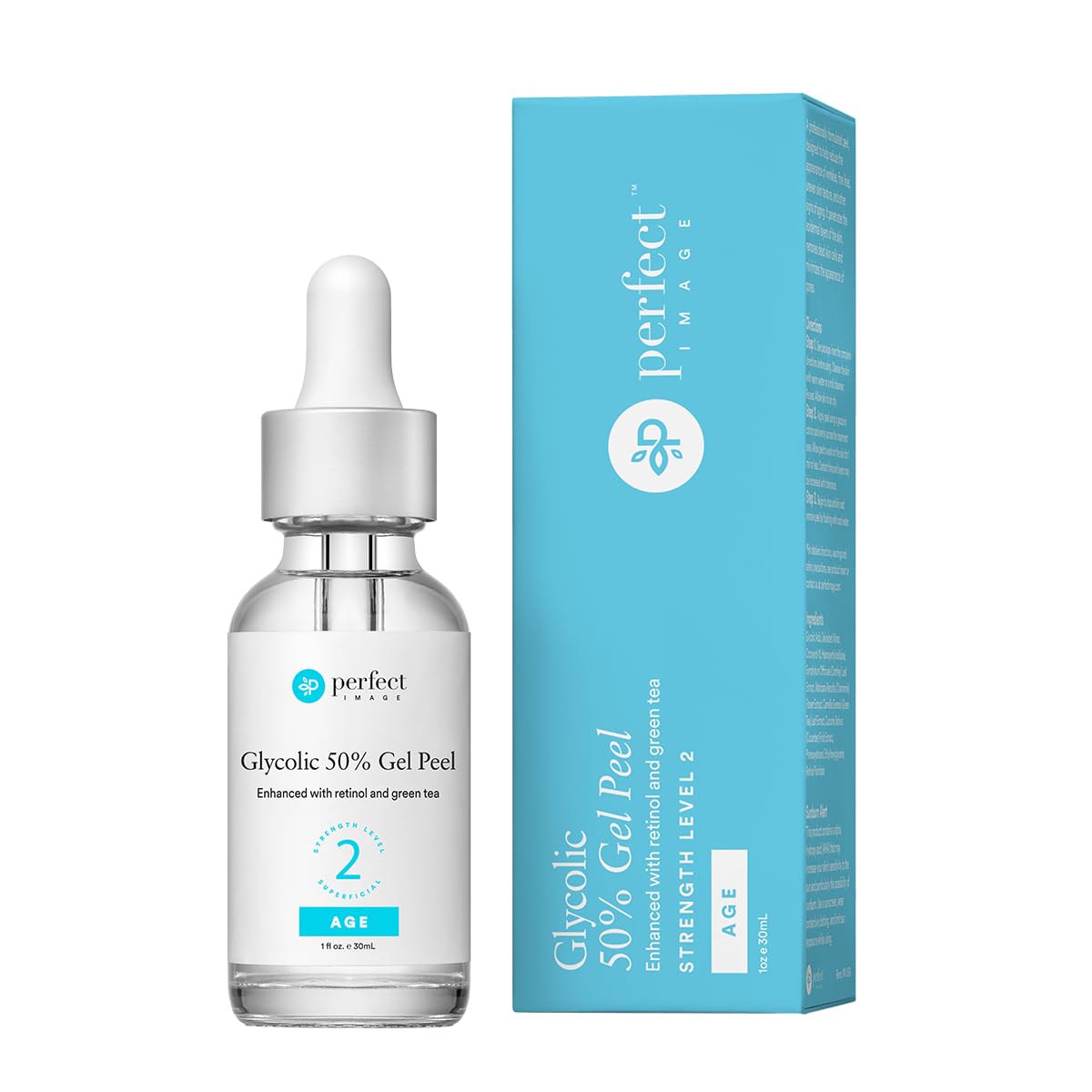Perfect Image peeling glycolique 50% : bouteille de 30 ml prête à l’exfoliation en douceur.