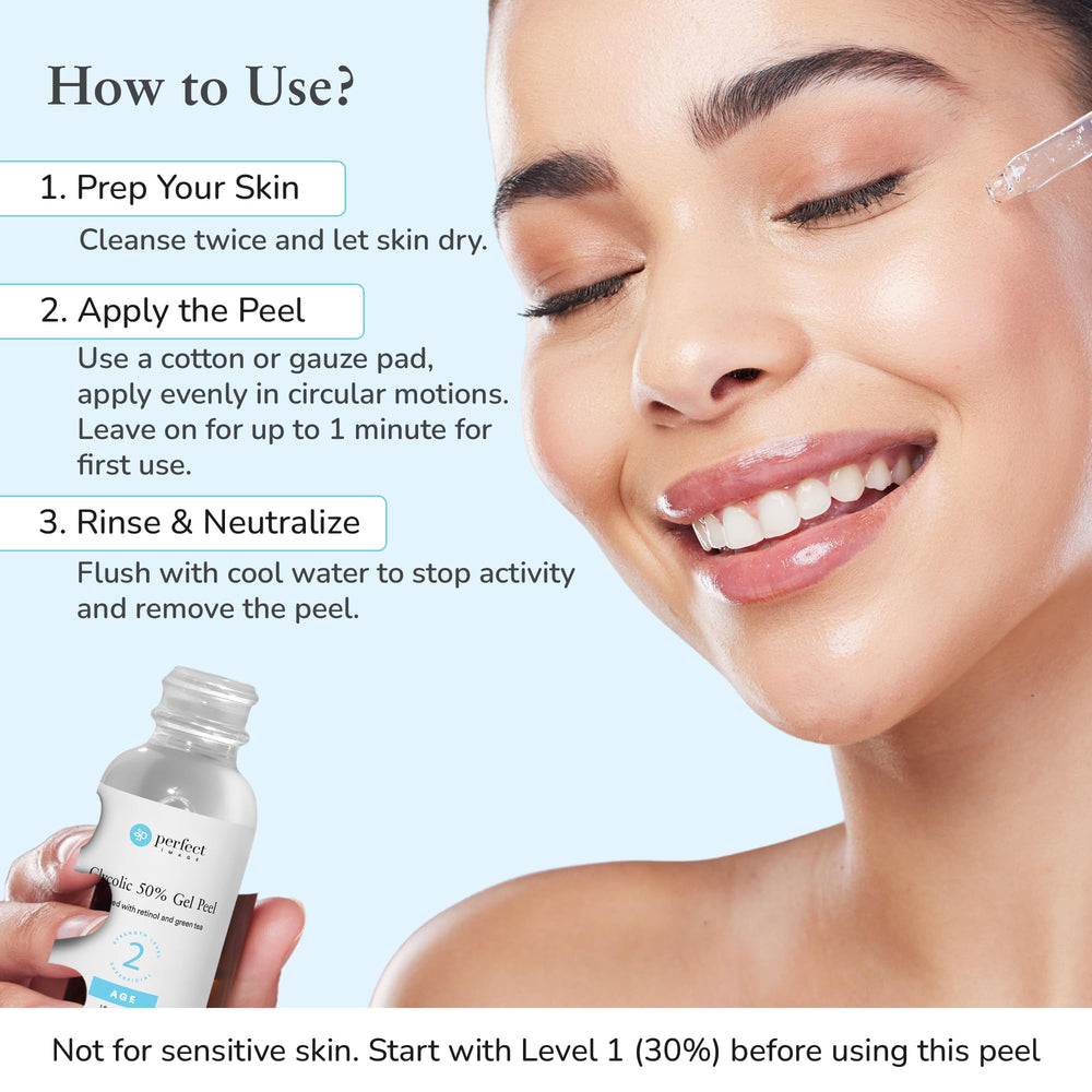 Soin professionnel à domicile avec Perfect Image peeling glycolique 50%.