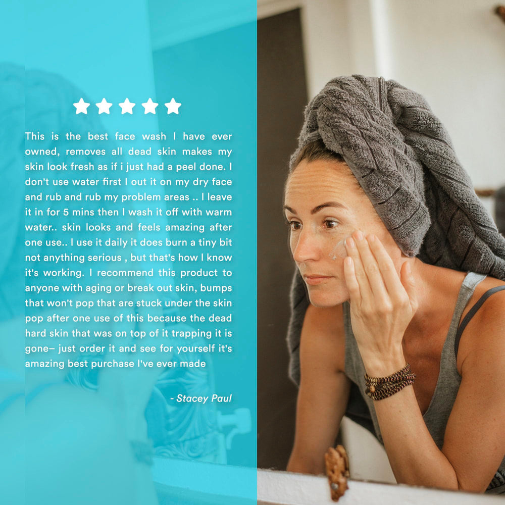 Packaging display communicates salon-quality skincare benefits.