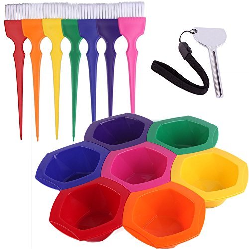PERFEHAIR ensemble bols et pinceaux teinture arc-en-ciel pour melanger facilement