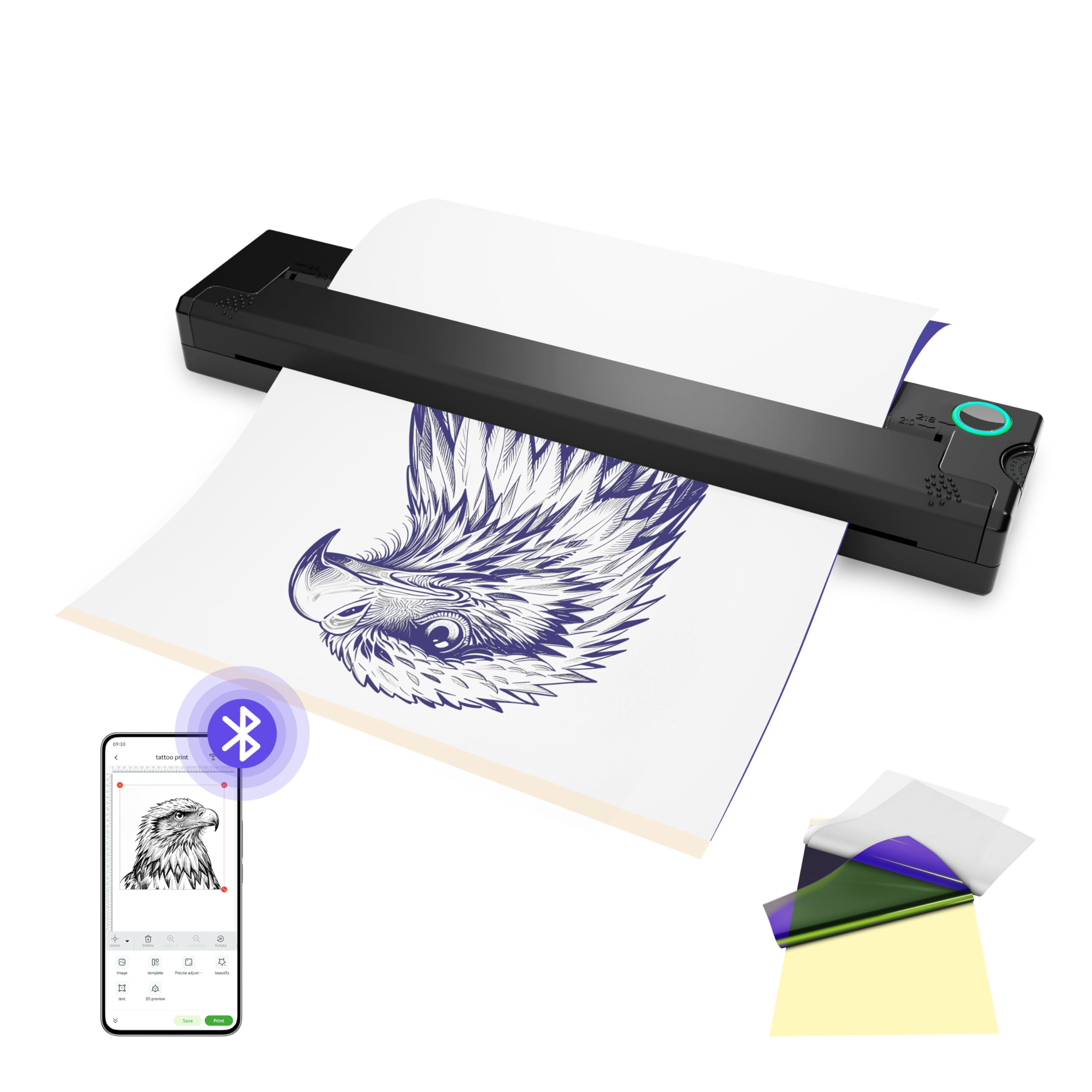 PeriPage P90 imprimante pochoir tatouage pour impressions propres et rapides.