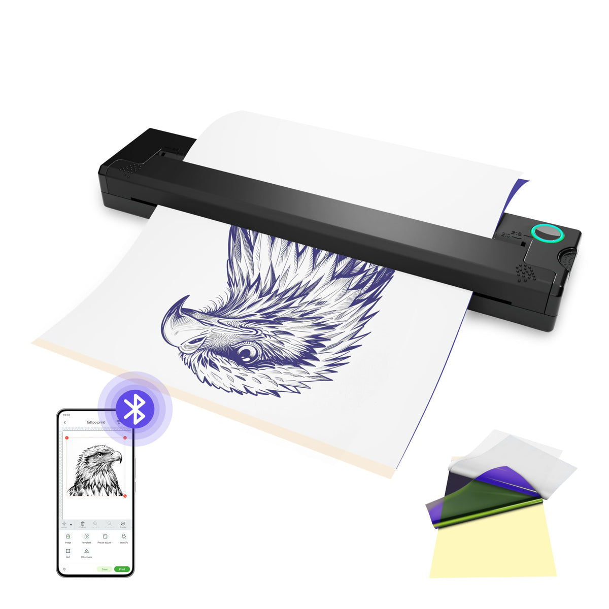 PeriPage P90 imprimante pochoir tatouage pour impressions propres et rapides.