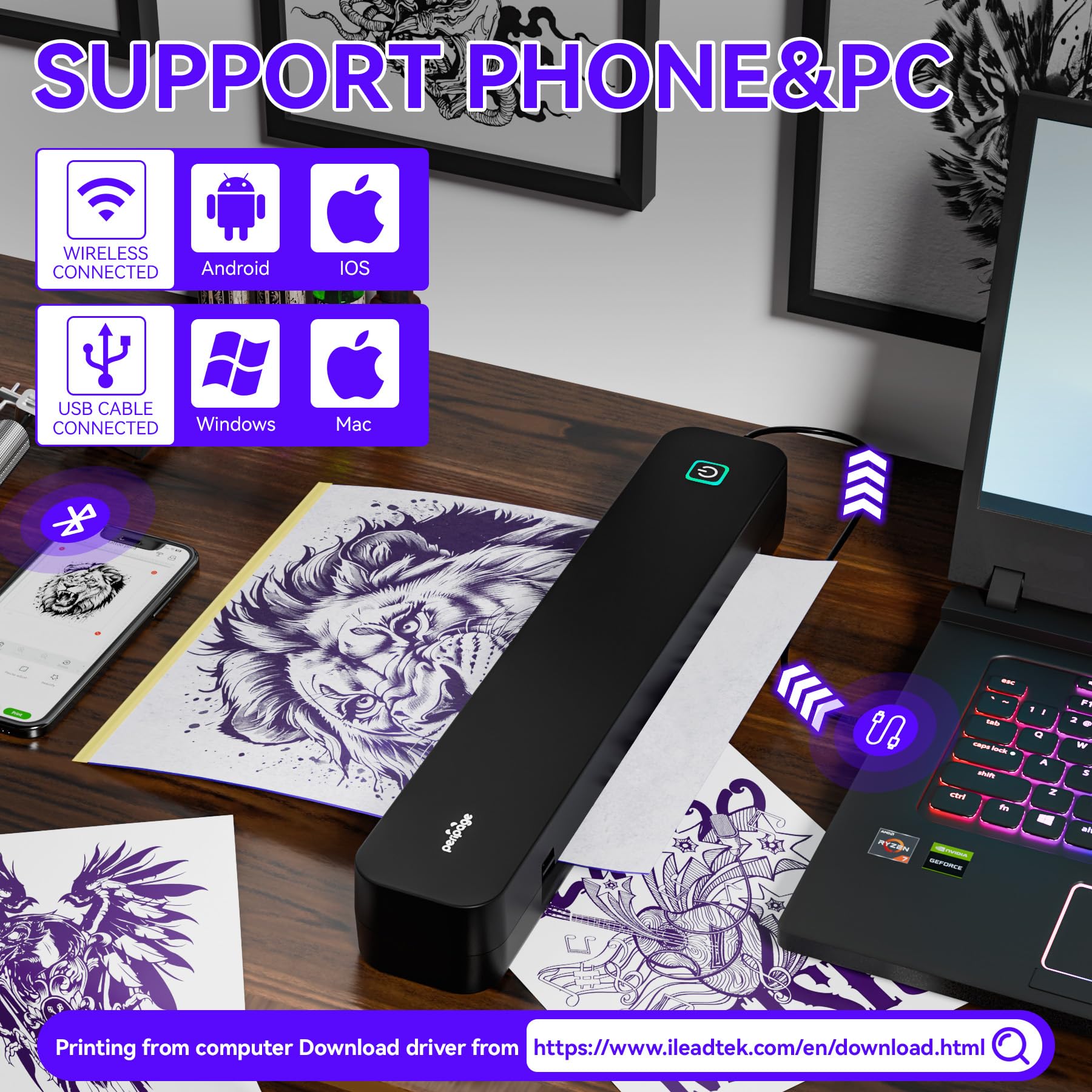 Batterie 2600mAh du PeriPage P92 pour sessions nomades.