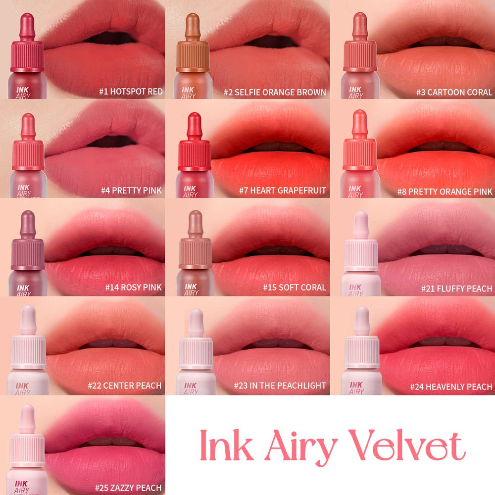 Peripera Ink Airy Velvet Lip Tint - texture soyeuse pour une application fluide et légère.
