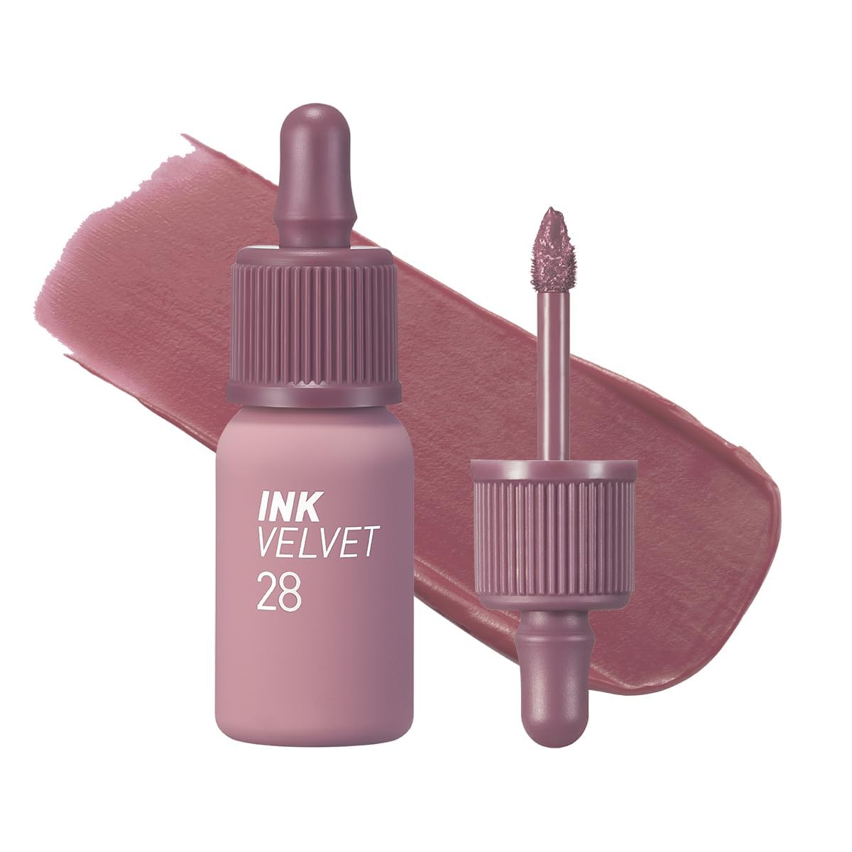 Peripera Ink the Velvet Lip Tint montre la bouteille et l'applicateur pour une application précise