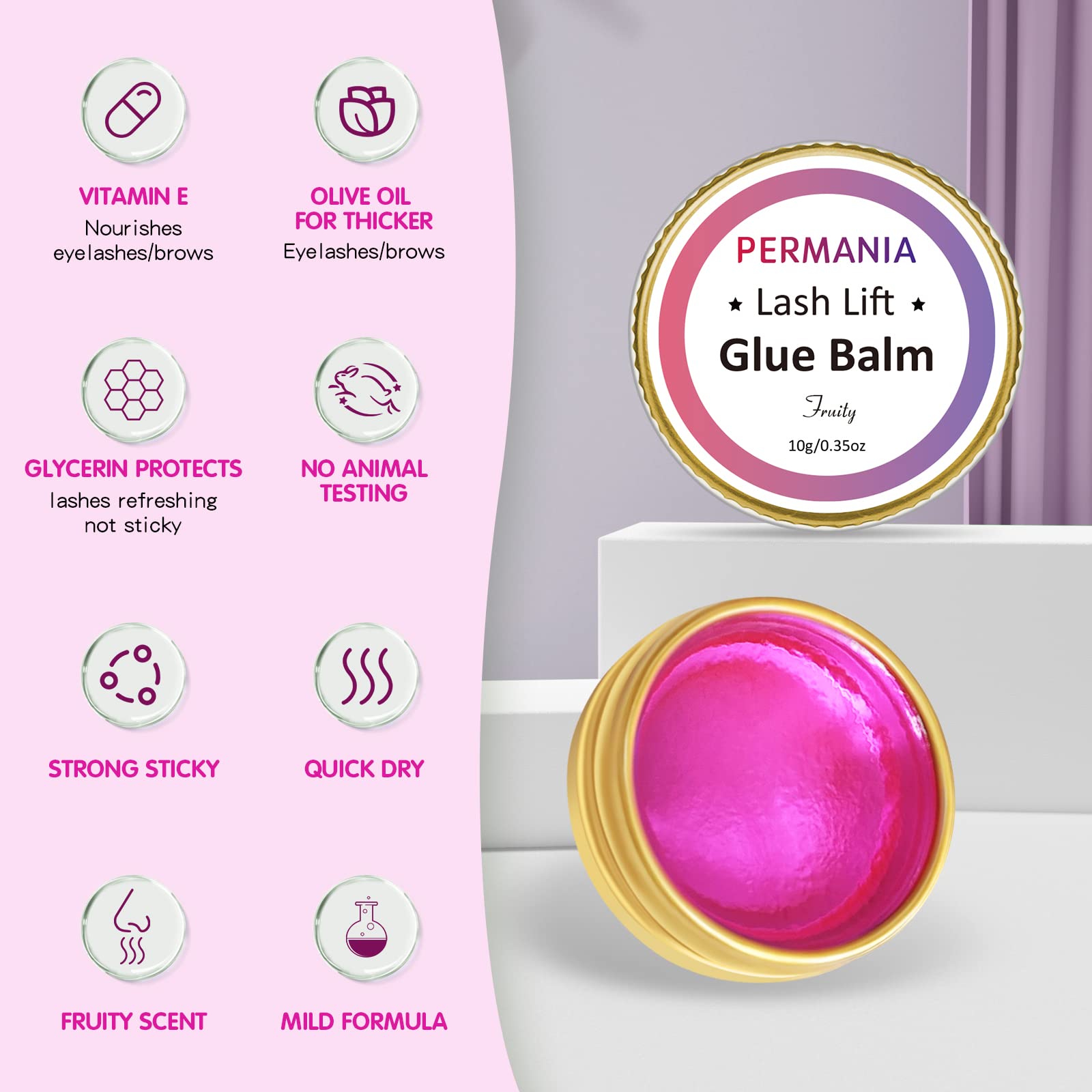 Application sur cils avec PERMANIA, modèleage possible des sourcils.
