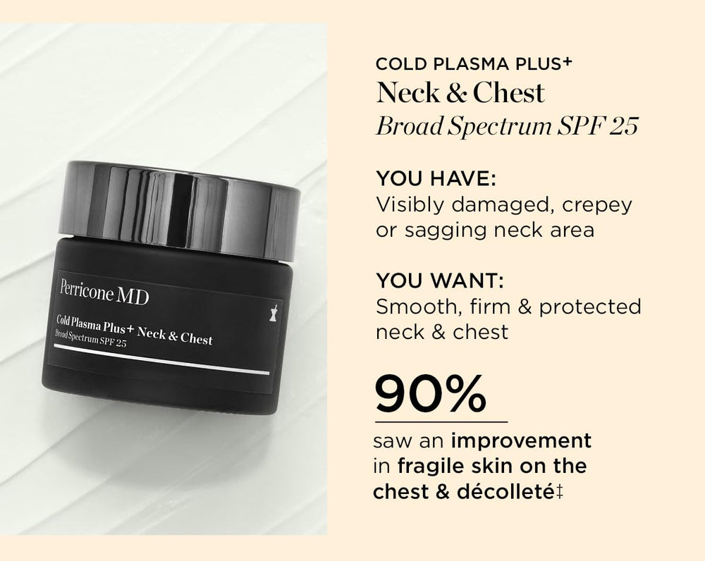 Perricone MD Cold Plasma Plus application facile sur le cou et le décolleté.