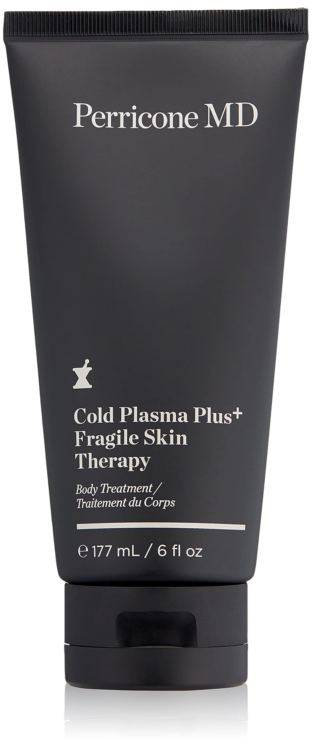 Perricone MD Cold Plasma Plus+, focus sur la bouteille, amélioration des zones fragiles.